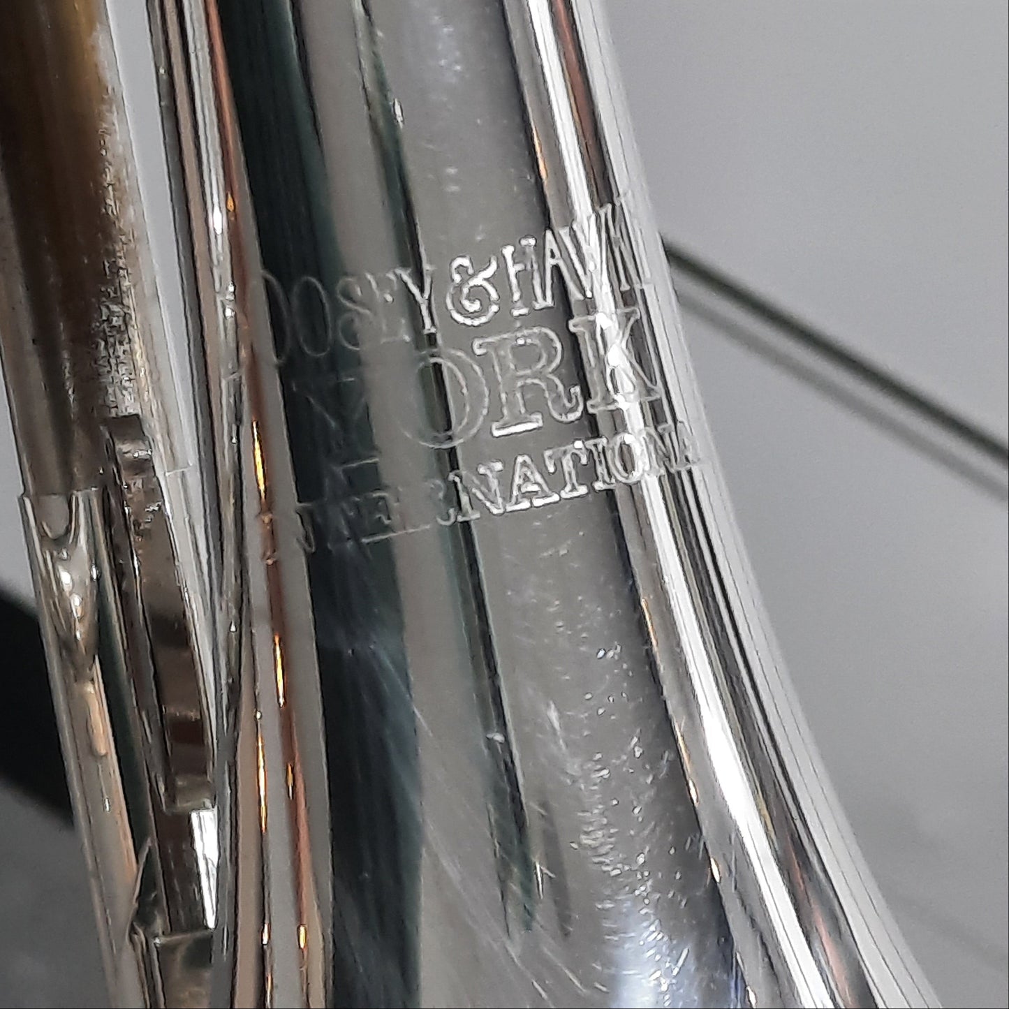 Boosey & Hawkes York International logo on reconditioned Bb Cornet