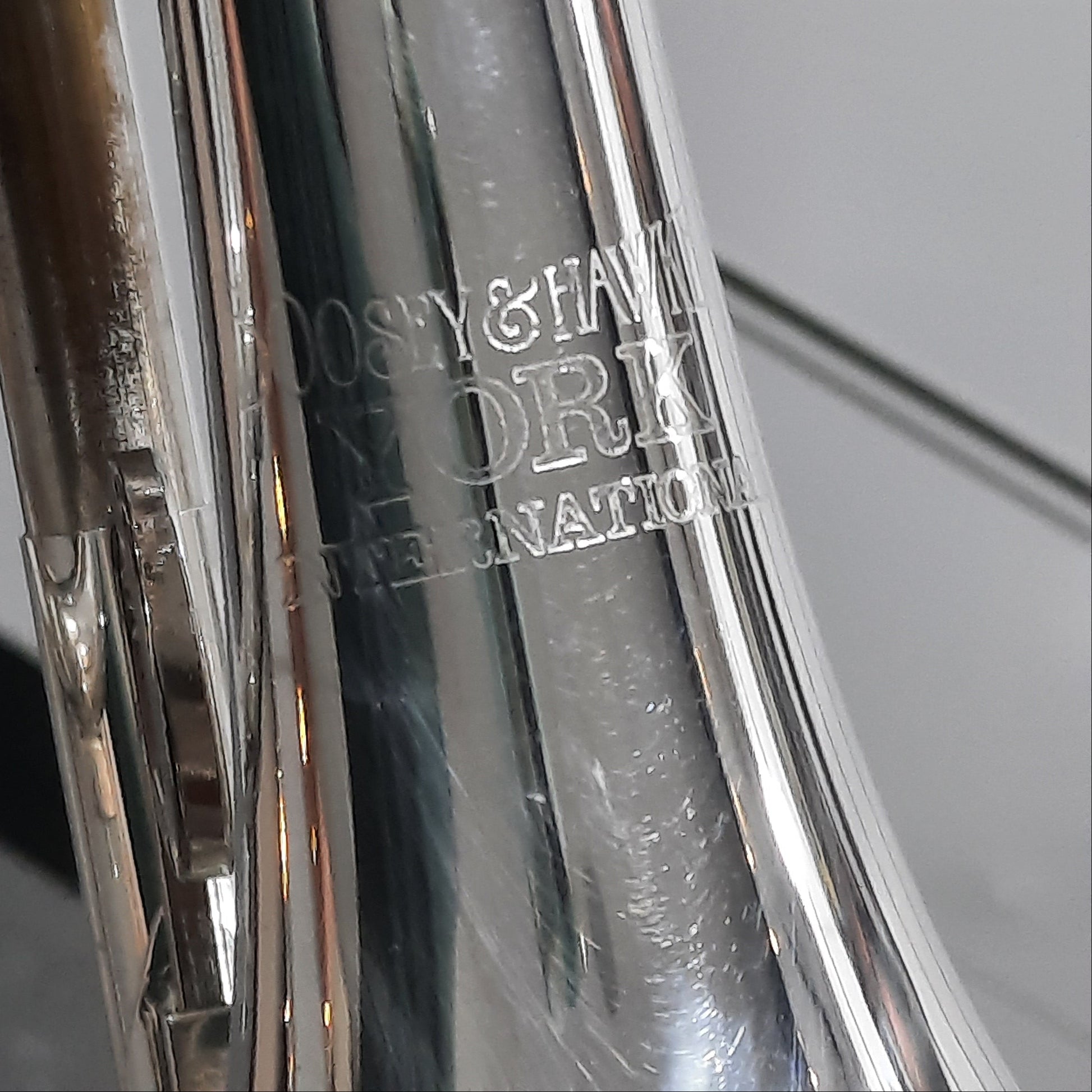 Boosey & Hawkes York International logo on reconditioned Bb Cornet