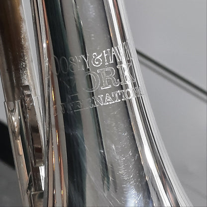 Boosey & Hawkes York International logo on reconditioned Bb Cornet
