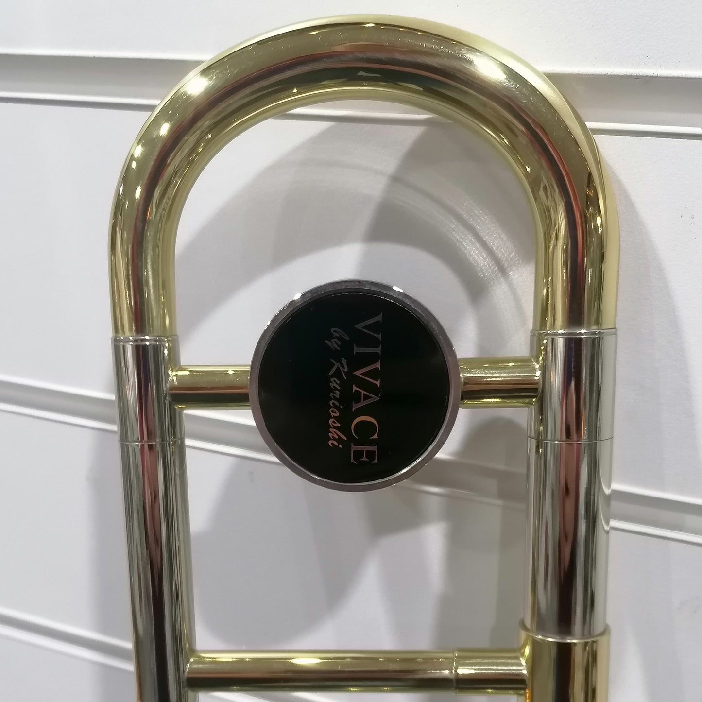 Vivace Trombone Logo on Instrument