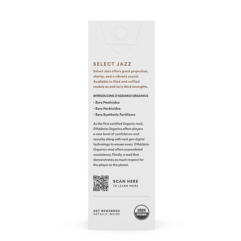 D'Addario Jazz Select Unfiled Tenor Saxophone Reed