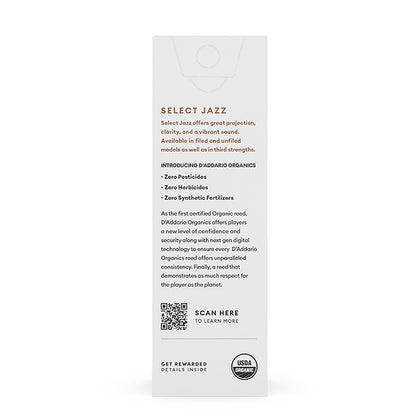 D'Addario Jazz Select Unfiled Tenor Saxophone Reed