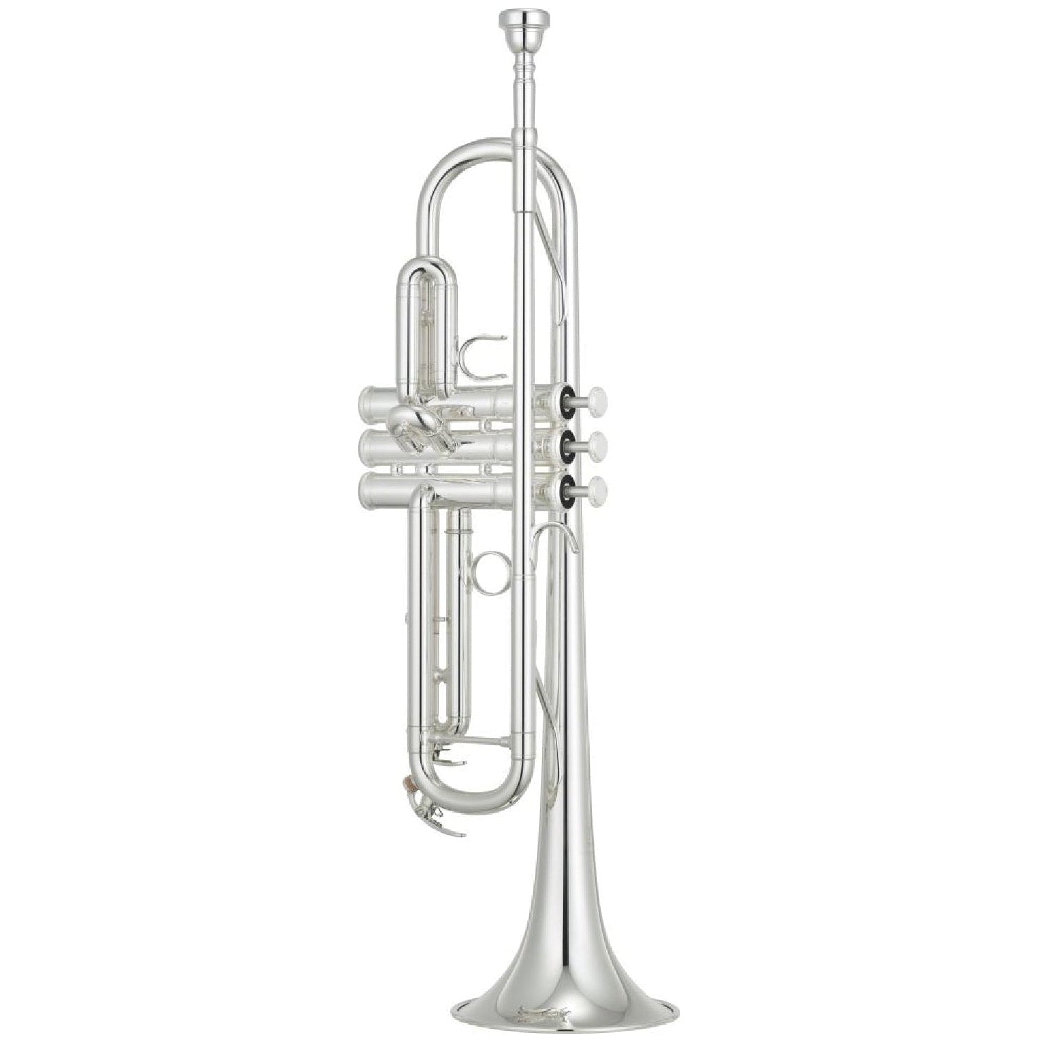 Silver trumpet on a white background