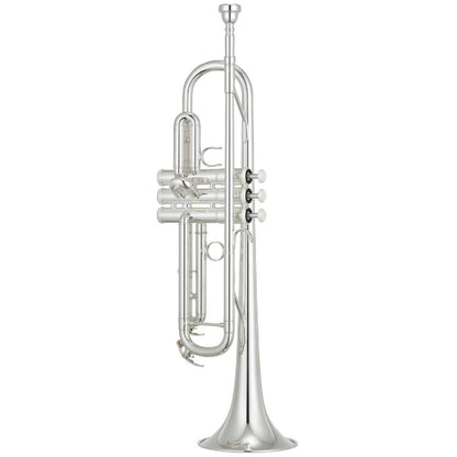 Silver trumpet on a white background