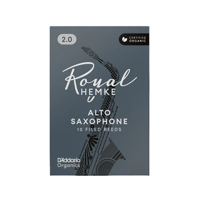 Royal Hemke alto saxophone reeds packaging on a dark background